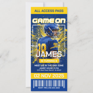 Invitación de cumpleaños para entrada a fútbol de
