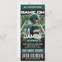 Invitación de cumpleaños para entrada a un partido