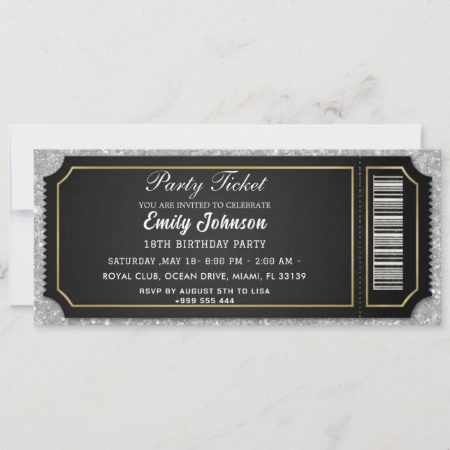 Invitación de cumpleaños para entrada de fiesta VI (Anverso)