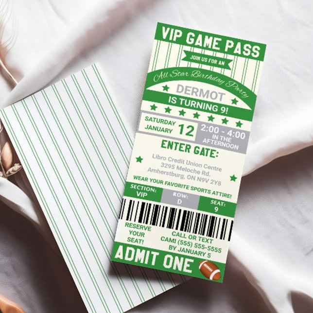 Invitación de cumpleaños para entrada de fútbol (Subido por el creador)