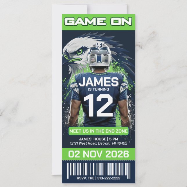 Invitación de cumpleaños para entradas de fútbol d (Anverso)