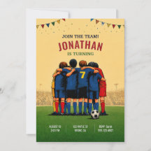 Invitación de cumpleaños para equipo de fútbol