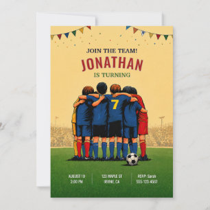 Invitación de cumpleaños para equipo de fútbol