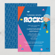 Invitación de cumpleaños para escalar Cute Boy Roc