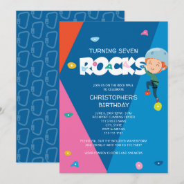 Invitación de cumpleaños para escalar Cute Boy Roc