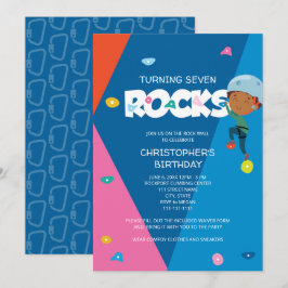 Invitación de cumpleaños para escalar Cute Boy Roc