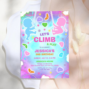 Invitación de cumpleaños para escalar y jugar Let'