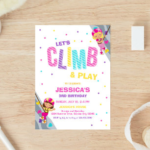 Invitación de cumpleaños para escalar y jugar Let'