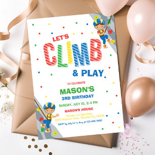 Invitación de cumpleaños para escalar y jugar Let'