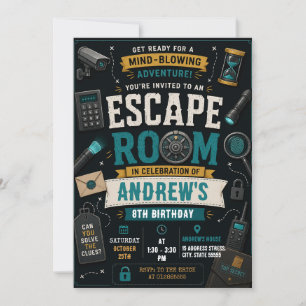 Invitación de cumpleaños para Escape Room de Miste