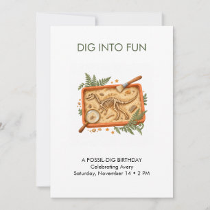 Invitación de cumpleaños para excavación de fósile