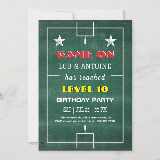 Invitación de cumpleaños para Fatball Gamer (Anverso)