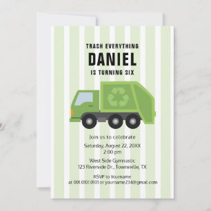 Invitación de cumpleaños para fiesta con camión de