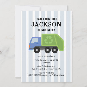 Invitación de cumpleaños para fiesta con camión de