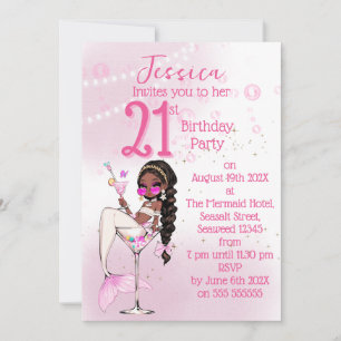 Invitación de cumpleaños para fiesta con cóctel Si