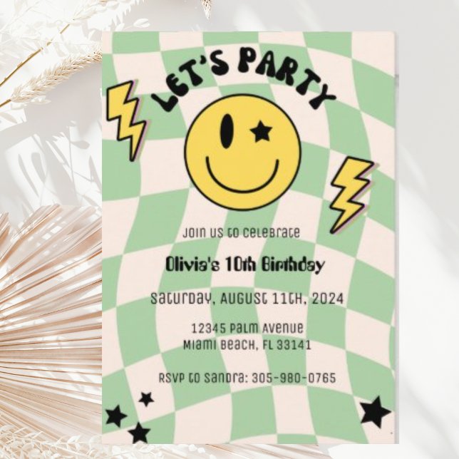 Invitación de cumpleaños para fiesta con sonrisa v (Subido por el creador)