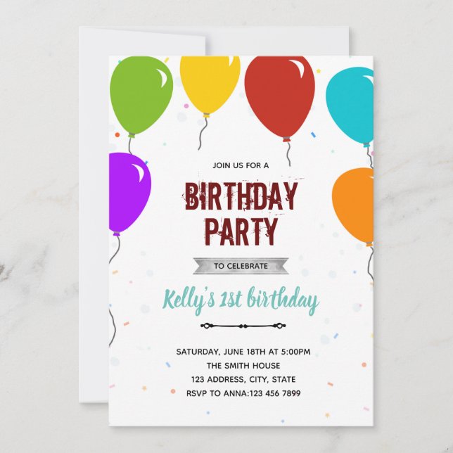 invitación de cumpleaños para fiesta con tema de g (Anverso)