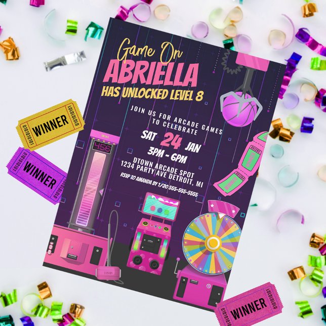Invitación de cumpleaños para fiesta de arcade de  (Subido por el creador)