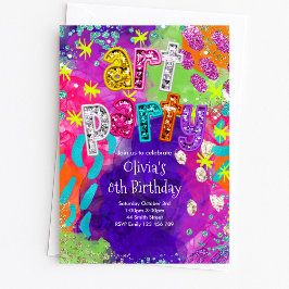 Invitación de cumpleaños para fiesta de arte