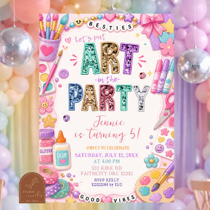 Invitación de cumpleaños para fiesta de arte con l