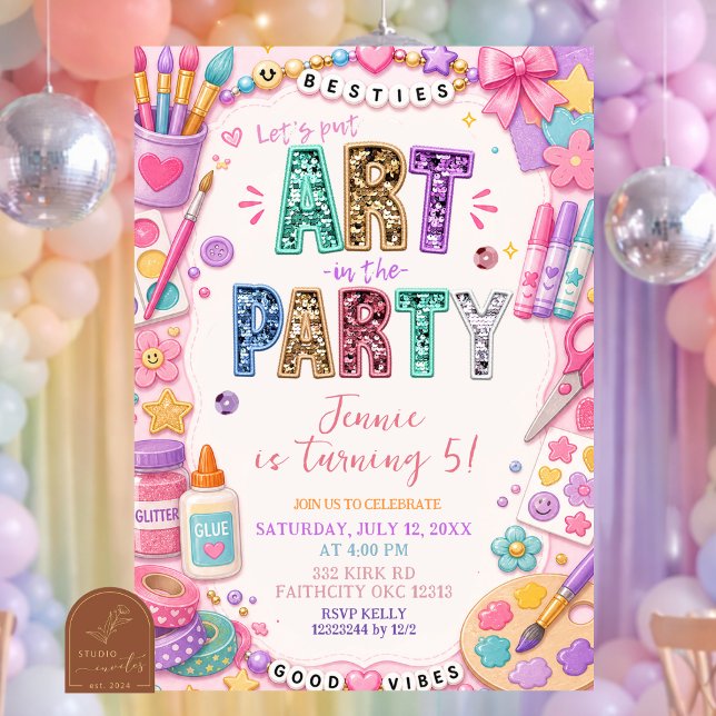 Invitación de cumpleaños para fiesta de arte con l (Subido por el creador)