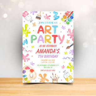 Invitación de cumpleaños para fiesta de arte para
