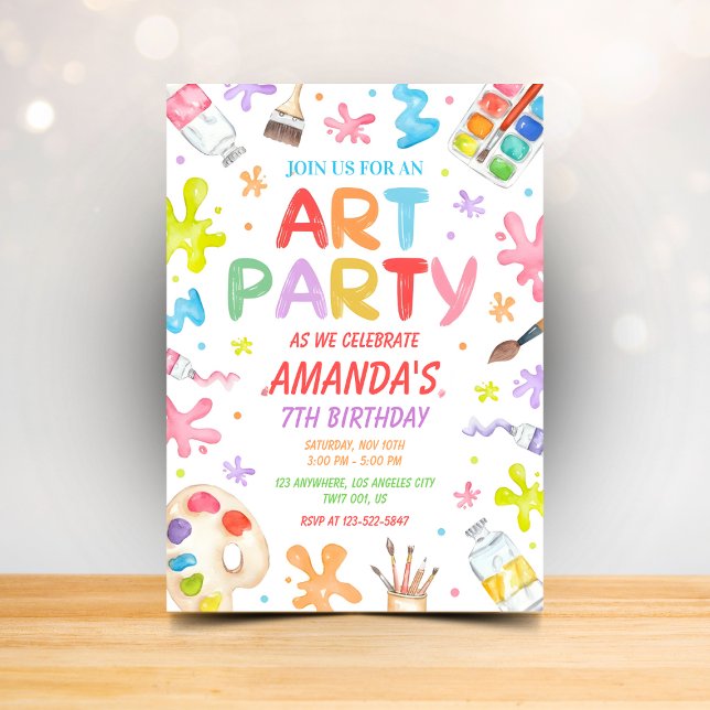 Invitación de cumpleaños para fiesta de arte para  (Subido por el creador)