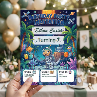 Invitación de cumpleaños para fiesta de aventura e