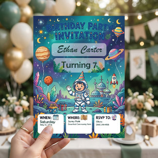 Invitación de cumpleaños para fiesta de aventura e