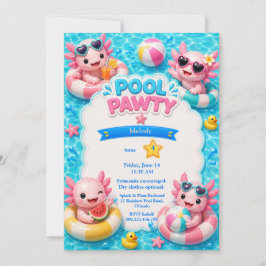 Invitación de cumpleaños para fiesta de axolotl en
