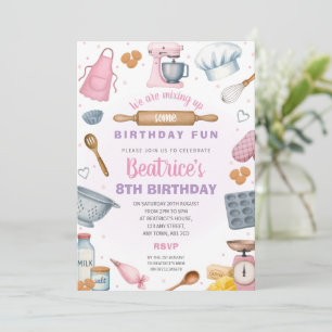 Invitación de cumpleaños para fiesta de baking de