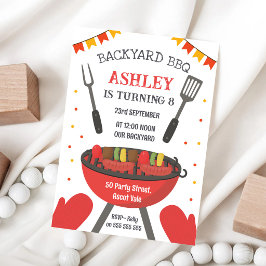 Invitación de cumpleaños para fiesta de BBQ en el 