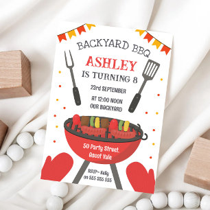 Invitación de cumpleaños para fiesta de BBQ en el 