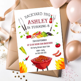 Invitación de cumpleaños para fiesta de BBQ en el 