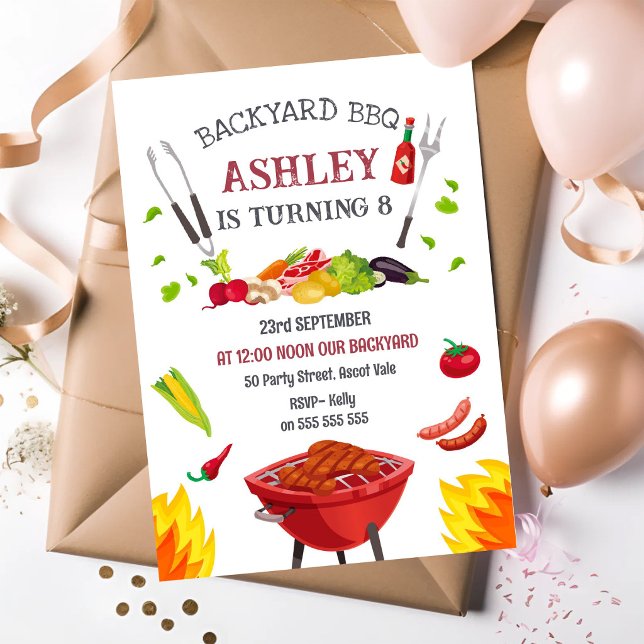 Invitación de cumpleaños para fiesta de BBQ en el  (Subido por el creador)