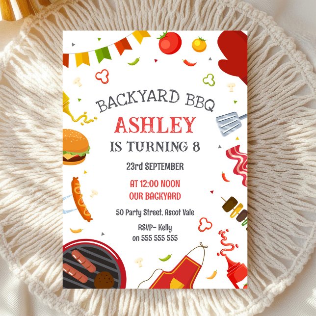 Invitación de cumpleaños para fiesta de BBQ en el  (Subido por el creador)