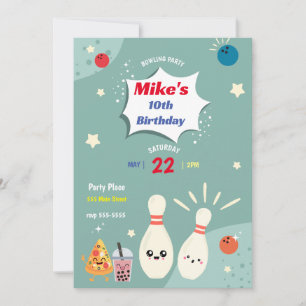 Invitación de cumpleaños para fiesta de bolos 