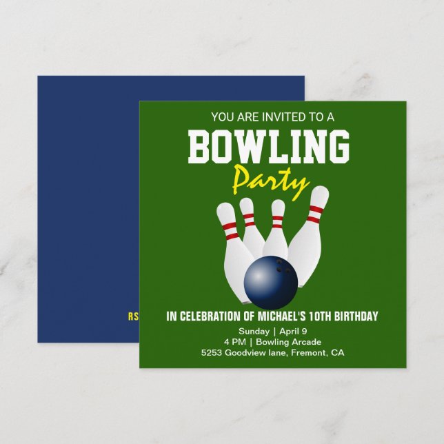 Invitación de Cumpleaños para Fiesta de Bolos Mode (Anverso / Reverso)