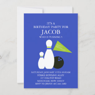 Invitación de cumpleaños para fiesta de bolos para