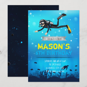 invitación de cumpleaños para fiesta de buceo