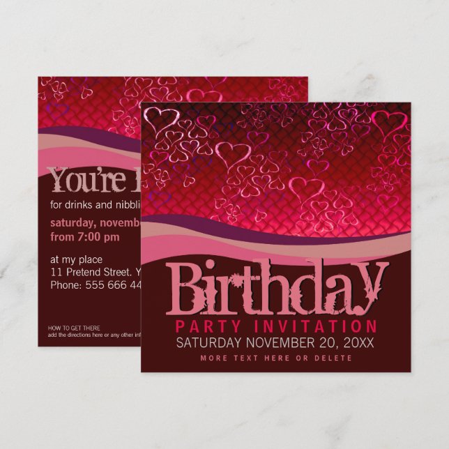 Invitación de cumpleaños para fiesta de burbujas d (Anverso / Reverso)