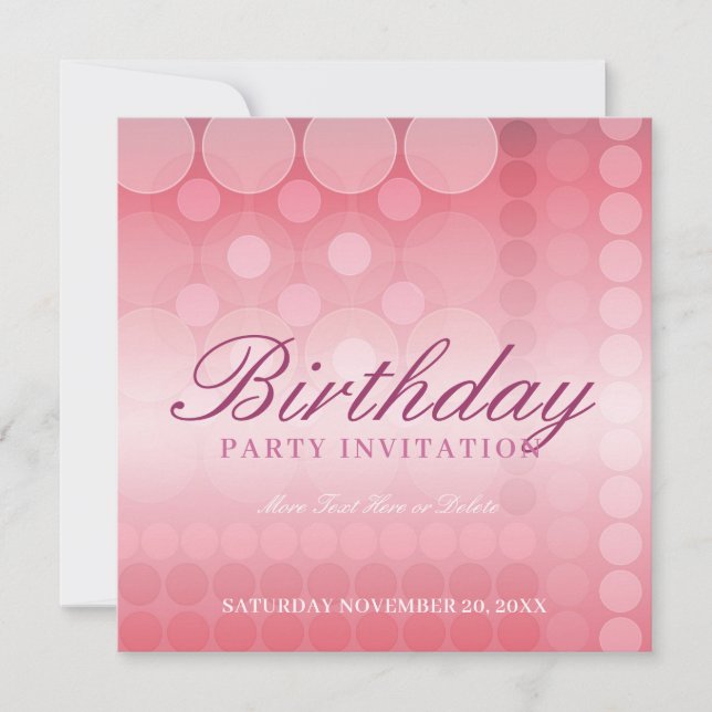 Invitación de cumpleaños para fiesta de burbujas d (Anverso)