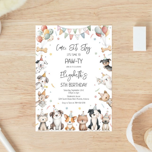 Invitación de cumpleaños para fiesta de cachorros  (Subido por el creador)