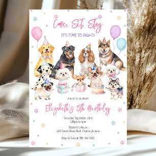 Invitación de cumpleaños para fiesta de cachorros