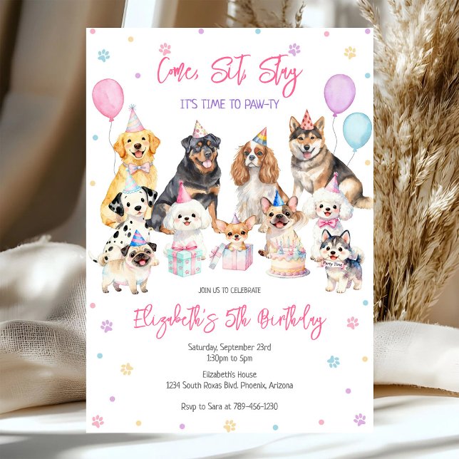 Invitación de cumpleaños para fiesta de cachorros  (Subido por el creador)