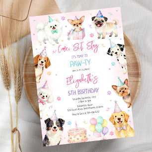 Invitación de cumpleaños para fiesta de cachorros