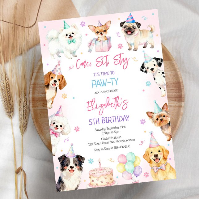Invitación de cumpleaños para fiesta de cachorros  (Subido por el creador)