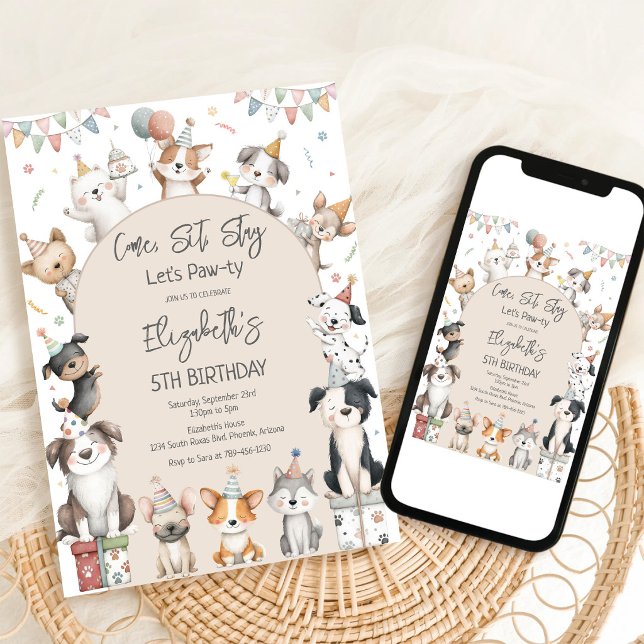 Invitación de cumpleaños para fiesta de cachorros  (Subido por el creador)
