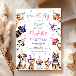 Invitación de cumpleaños para fiesta de cachorros