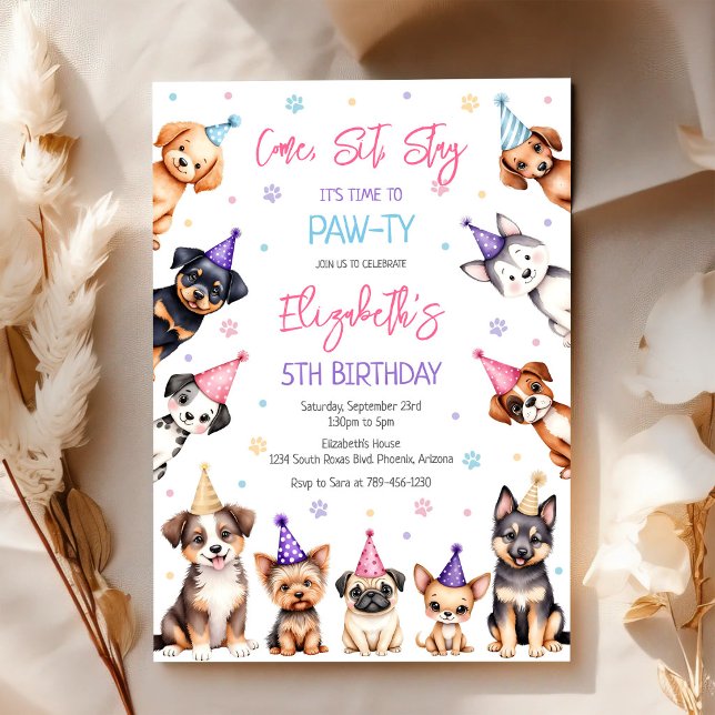 Invitación de cumpleaños para fiesta de cachorros  (Subido por el creador)